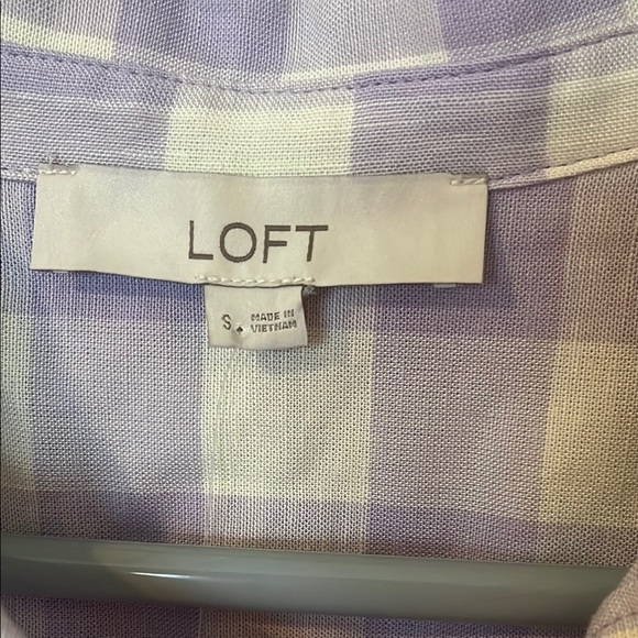 NWT LOFT Lavender and White Plaid Top size Small - Picture 2 of 8